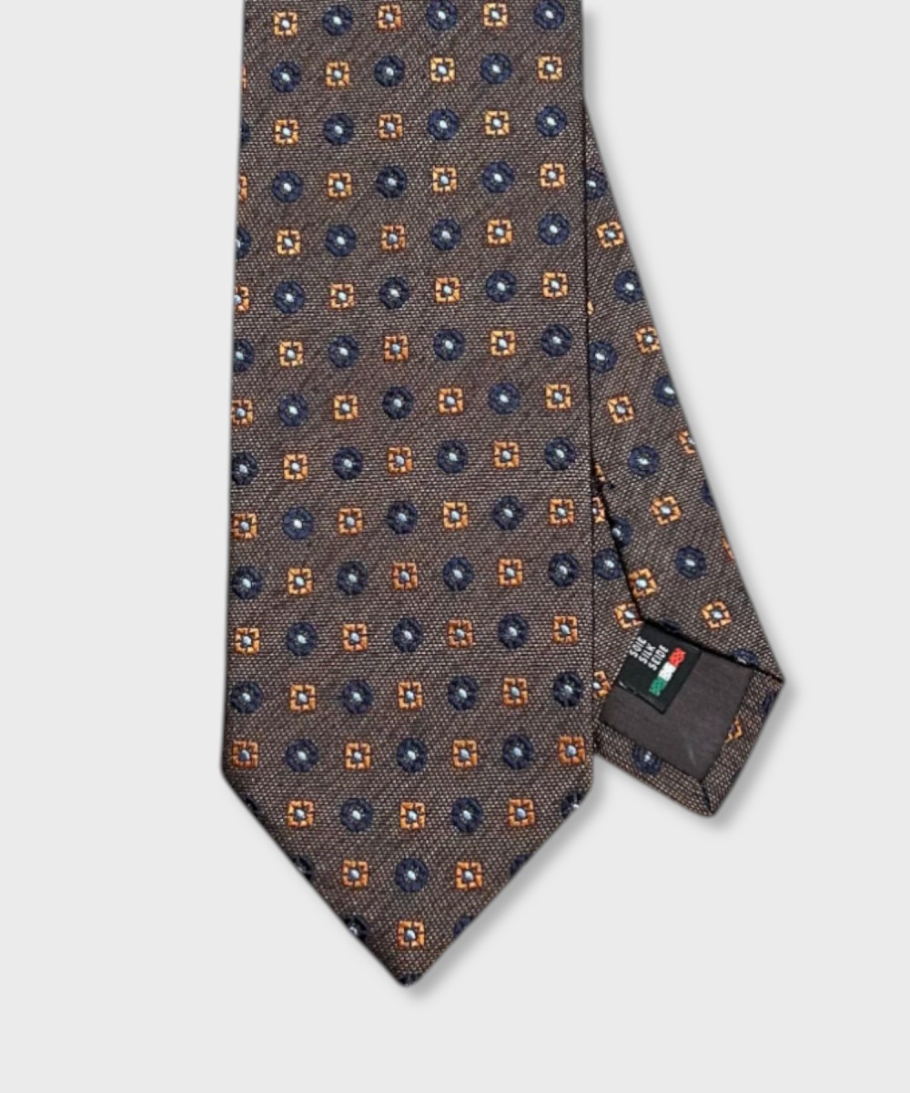 Galise three-fold jacquard silk tie, brown