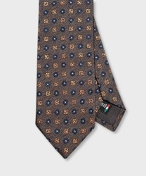 Galise three-fold jacquard silk tie, brown