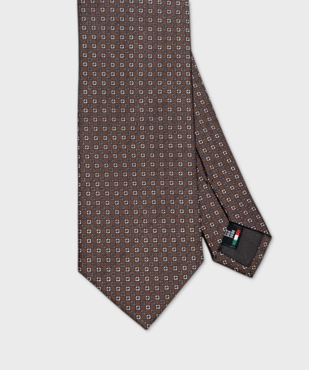 Galise three-fold silk tie, brown
