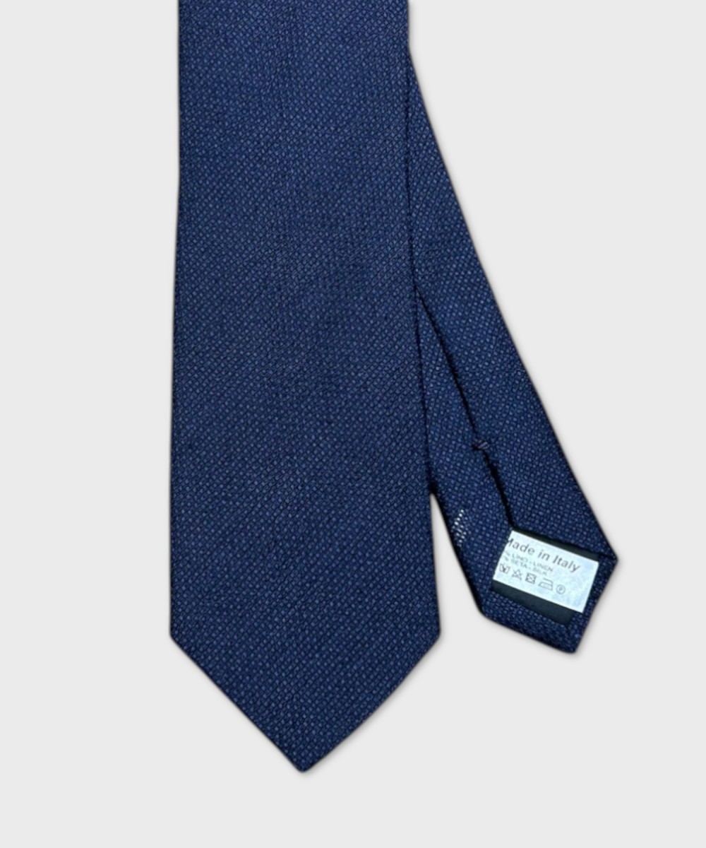 Galise three-fold tie in linen and silk, blue