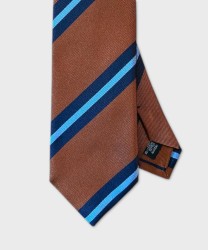 Arcuri three-fold silk and cotton regimental tie, orange