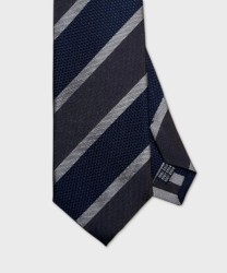 Arcuri three-fold silk and cotton regimental tie, brown