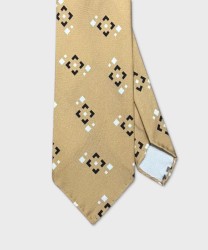 Arcuri seven-fold silk tie, beige