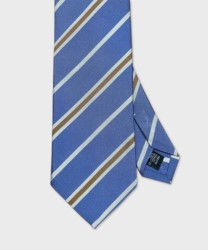 Arcuri three-fold silk tie, regimental light blue