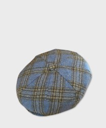 Galise 8-piece wool derby cap, Scottish pattern, light blue