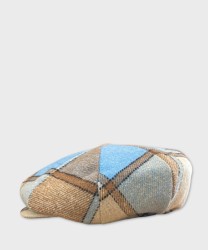 Galise 8-piece wool derby cap, Scottish pattern, beige