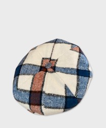 Galise 8-piece wool derby cap, Scottish pattern, white