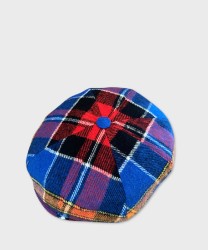 Galise 8-piece wool derby cap, Scottish pattern, blue