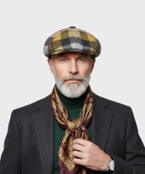 Galise 8-piece wool derby cap, Scottish pattern, yellow