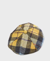 Galise 8-piece wool derby cap, Scottish pattern, yellow