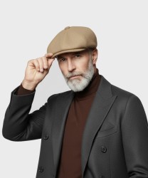 Archive 8-piece wool derby cap, brown