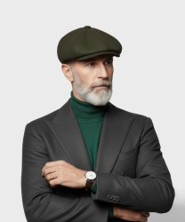 Archive of 8-piece wool derby cap, green