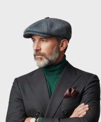 Galise 8-piece derby cap in tweed wool, light blue