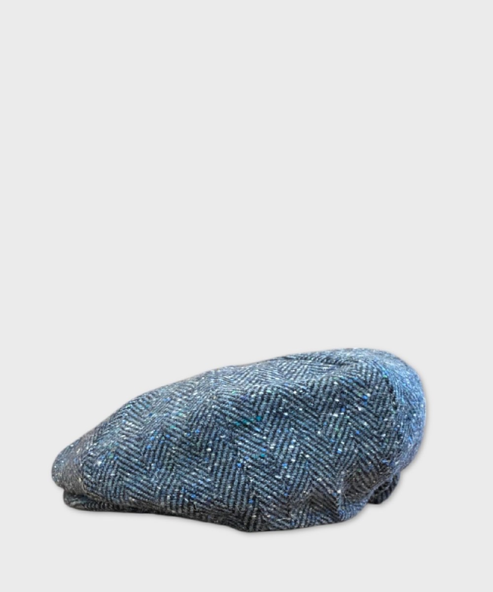 Galise 8-piece derby cap in tweed wool, light blue