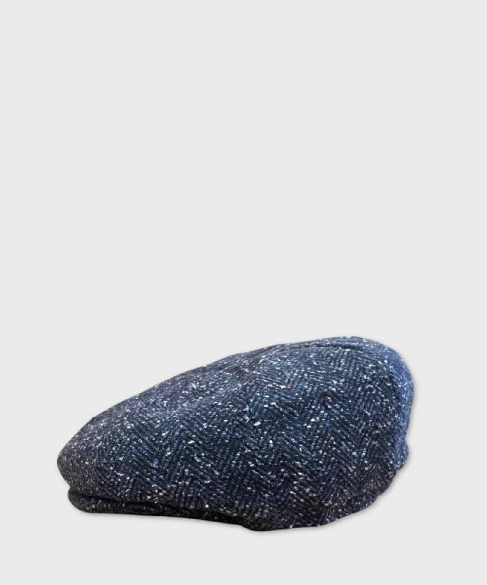 Galise 8-piece derby cap in wool tweed, blue