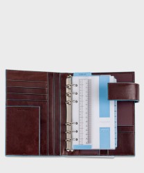 Piquadro Blue Square organizer with weekly diary, mahogany