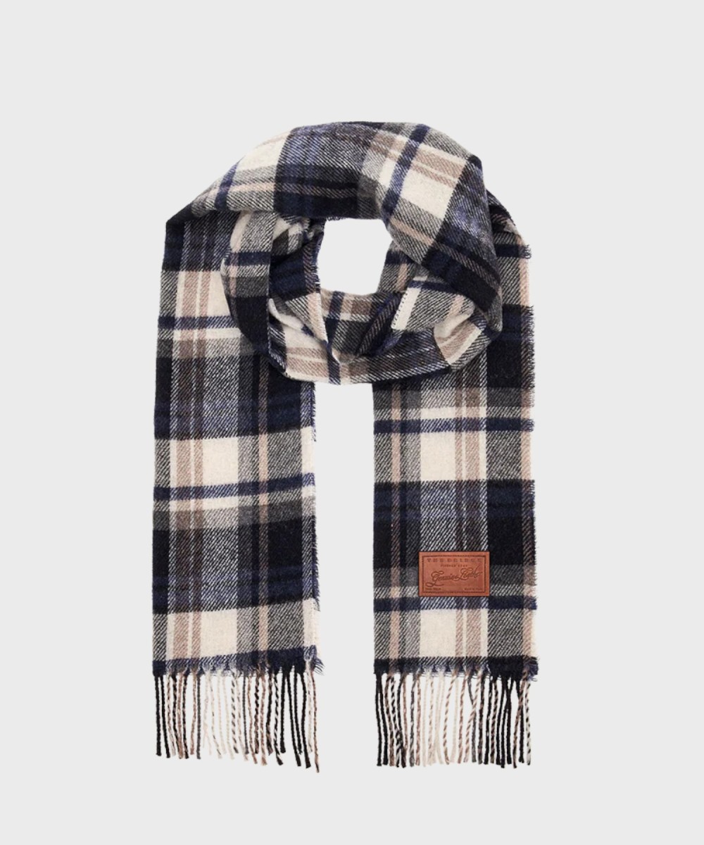 The Bridge check scarf in wool blend, blue