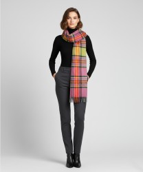 Piquadro x Ratti scarf with red, pink, green pattern