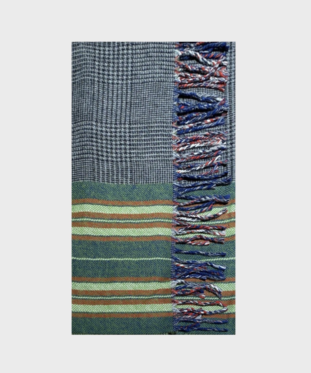 Galise acrylic stole with fringes, grey green