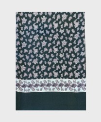 Galise reversible scarf in silk and wool, green cashmere pattern
