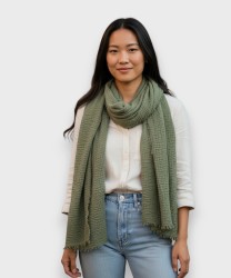 Galise Positano military green cotton and modal scarf