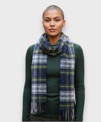 Galise virgin wool scarf with tartan pattern, dark green