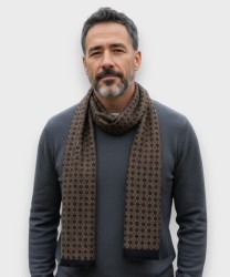 Galise wool blend scarf with diamond pattern, brown grey