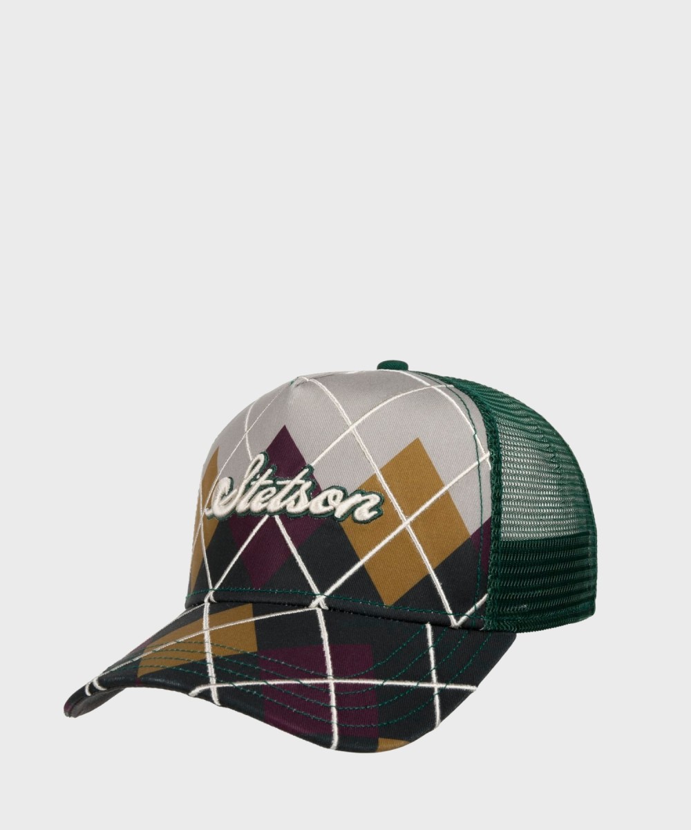 Stetson Trucker baseball cap Argyle Check, gray...