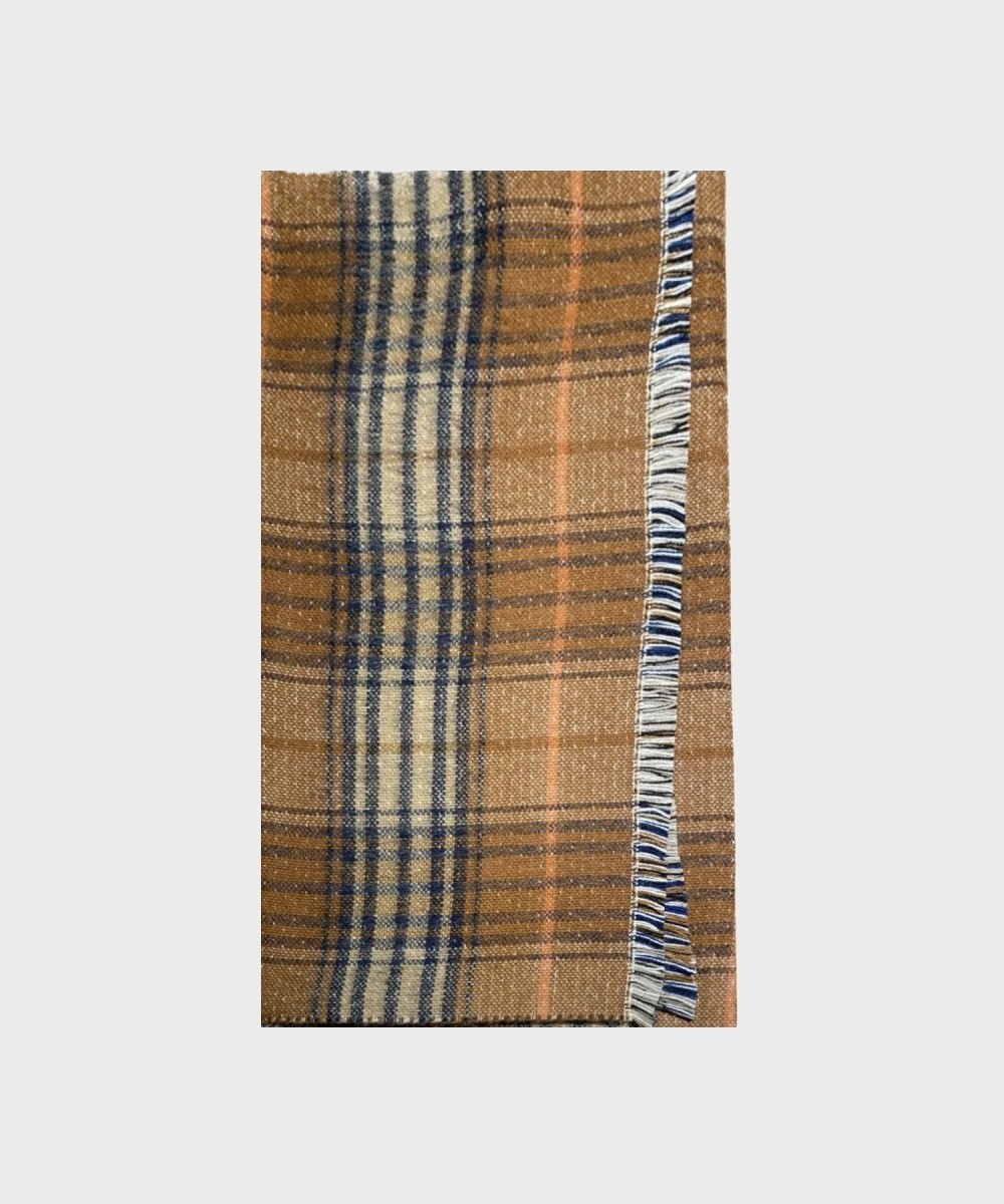 Galise scarf with rust tartan pattern