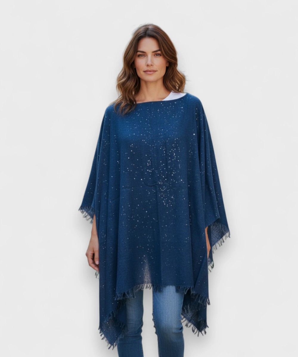 Galise poncho in misto Cashmere e dettagli...