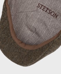 Stetson Texas Wool Herringbone wool flat cap, gray melange