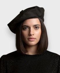 Simplicitas Archive Wool Beret, Reversible Houndstooth Pattern