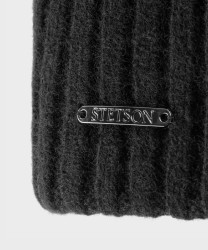 Stetson Beanie Hat in Pure Cashmere, Black