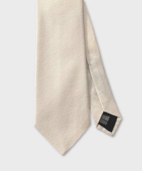 Villa Milano three-fold silk tie with a dot pattern, cream