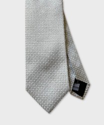 Villa Milano three-fold silk tie with micro pattern, silver