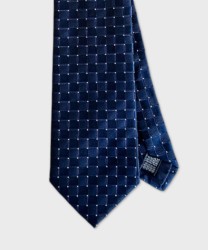 Villa Milano three-fold silk tie with micro checks and