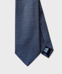 Villa Milano three-fold silk tie with micro polka dots, blue