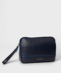Piquadro Blue Square flat clutch bag, 2 compartments, blue