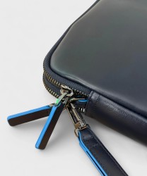 Piquadro Blue Square flat clutch bag, 2 compartments, blue