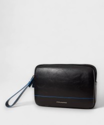 Piquadro Blue Square flat clutch bag, 2 compartments, black