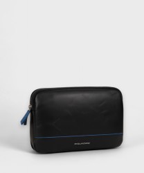 Piquadro Blue Square flat clutch bag, 2 compartments, black