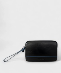 Piquadro Blue Square flat clutch bag, 2 compartments, black