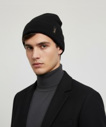Borsalino Street Beanie berretto in lana vergine rasata, nero