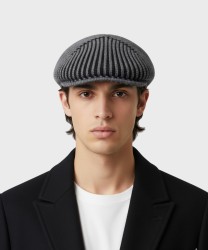 Borsalino Paolo berretto piatto in lana a coste delavè, grigio