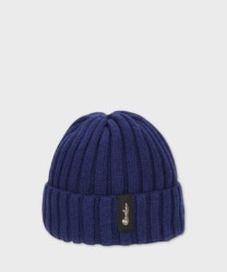 Borsalino Hill Beanie Ribbed Eco Cashmere Hat, Ocean Blue