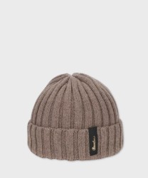 Borsalino Hill Beanie Ribbed Eco Cashmere Hat, Camel