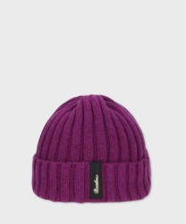 Borsalino Hill Beanie berretto in eco cashmere a coste, viola