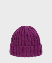 Borsalino Hill Beanie berretto in eco cashmere a coste, viola