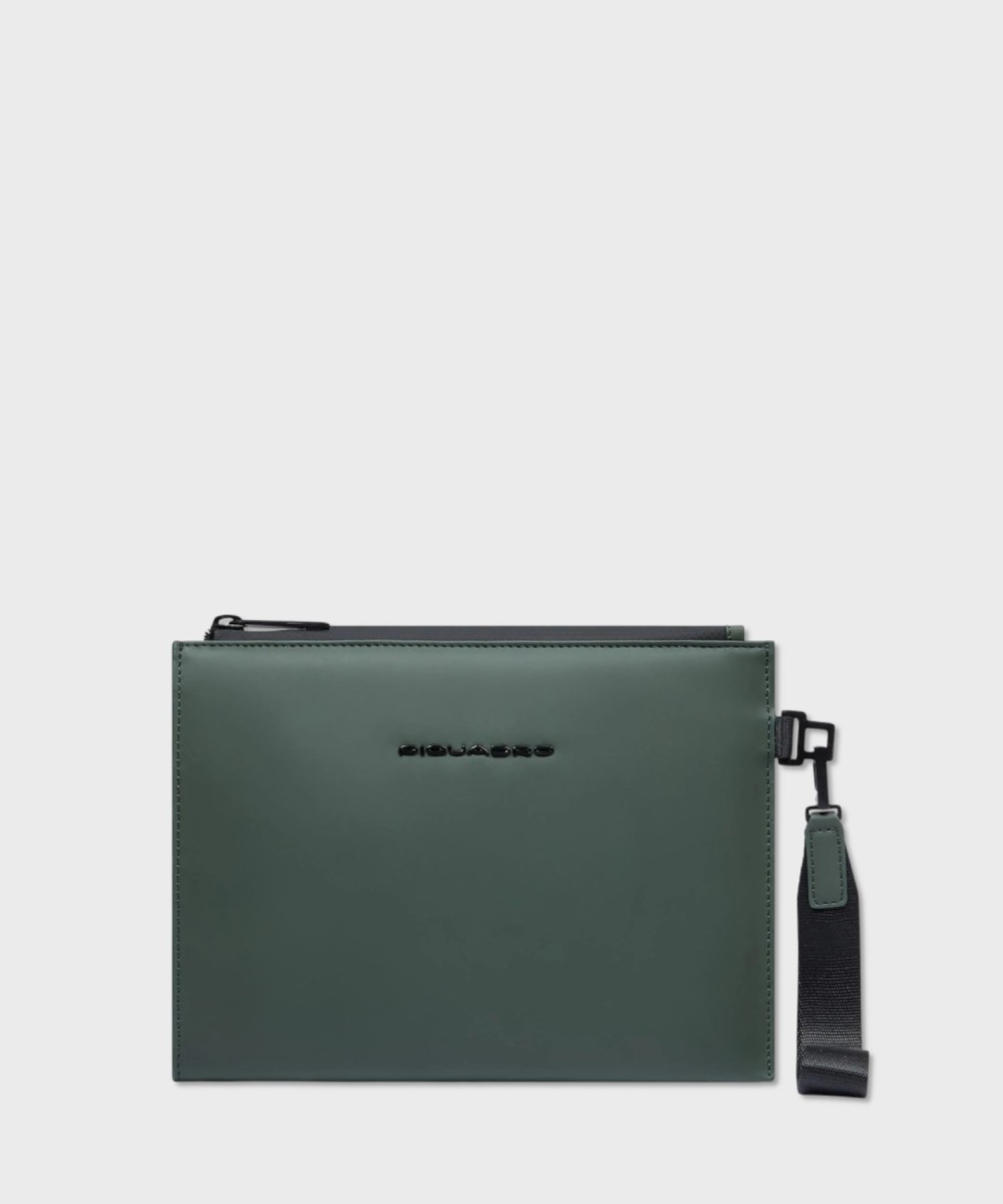 Piquadro Corner C2OW flat clutch bag, green