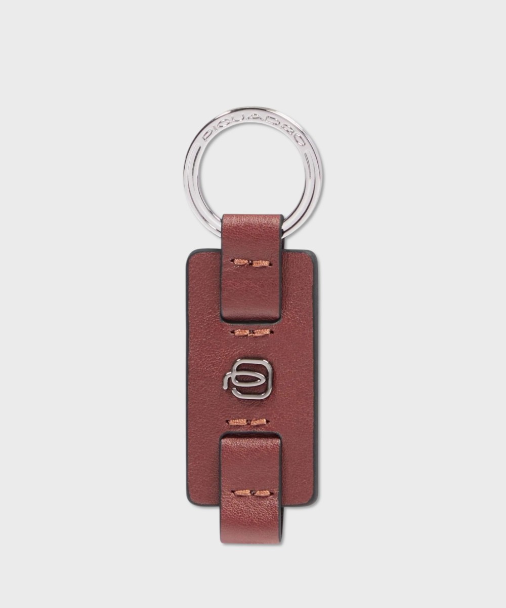 Piquadro Black Square small flat key ring, leather